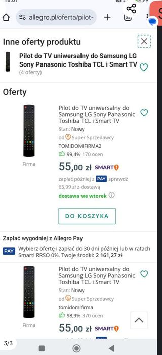 Pilot uniwersalny  do Samsung LG Panasonic sony