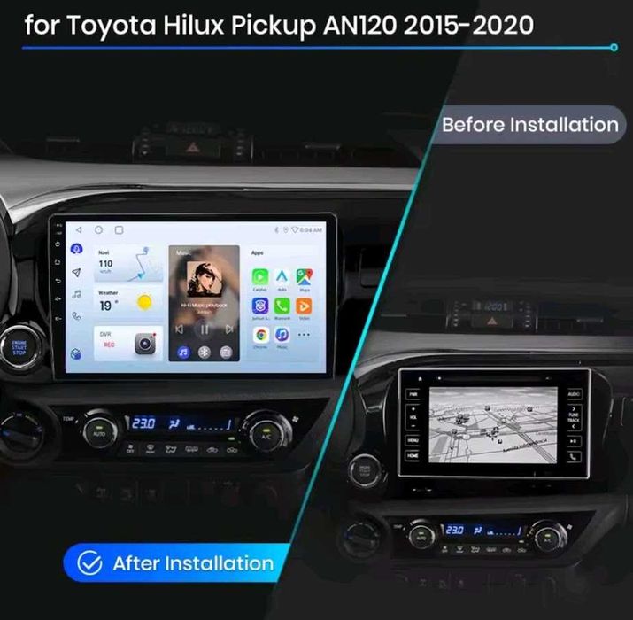Rádio Android Toyota Hilux Pickup 2015 a 2023 CARPLAY 10" gps 2/32GB NOVO