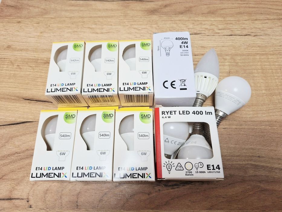 Zestaw 9 nowych żarówek LED E14 - OKAZJA