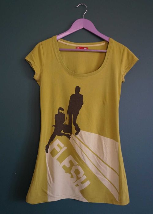 Limonkowy T-shirt Cropp M 38 Jasnozielony z nadrukiem koszulka bluzka