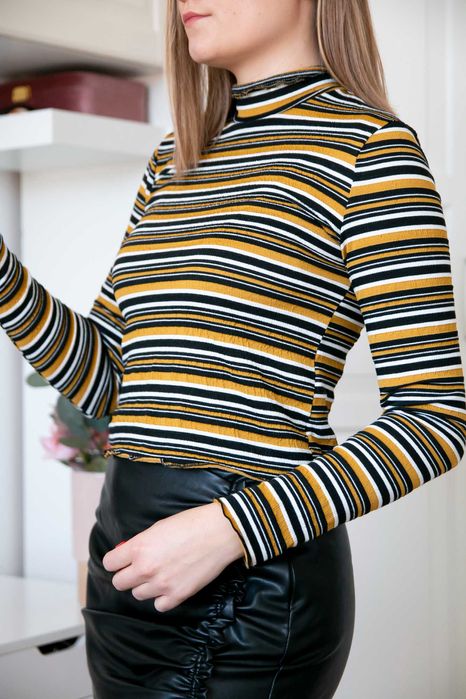Sweter golf paski lata 90-te Bershka XS S 36 34