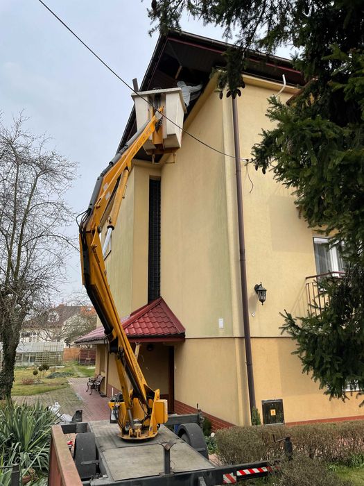 Podnośnik koszowy 10 m, prace wysokościowe, wynajem.