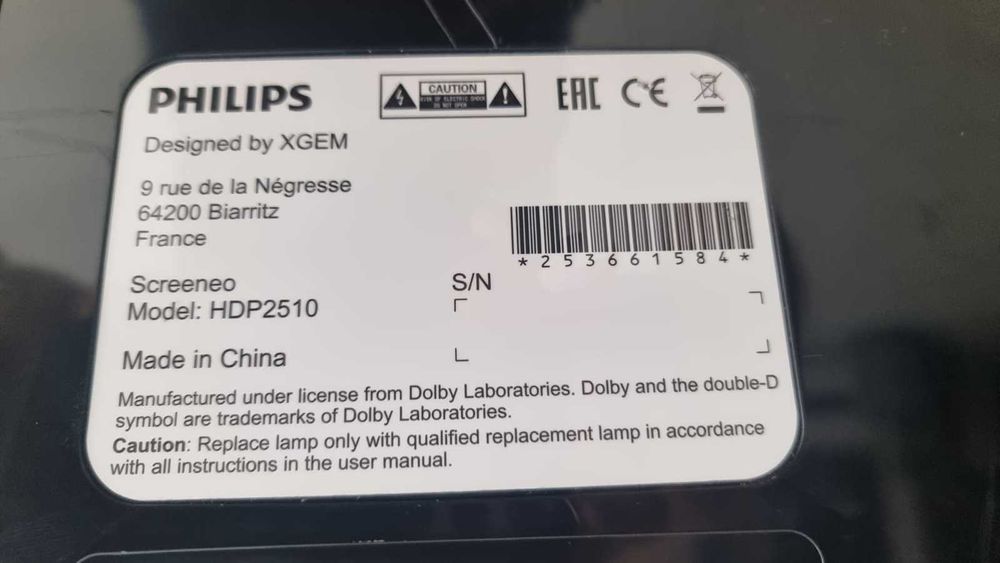 Projektor Philips Screeneo HDP2510, Full HD, 3D, Bluetooth nowa lampa