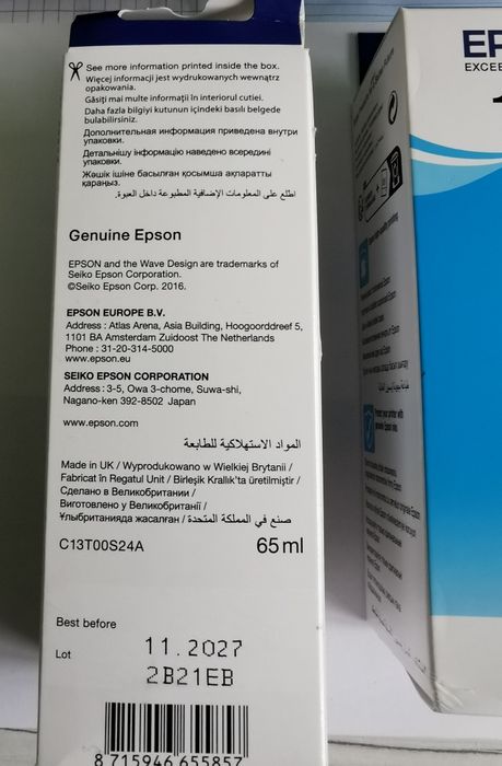 Tusz Epson 103 niebieski - cyjan 2 sztuki.