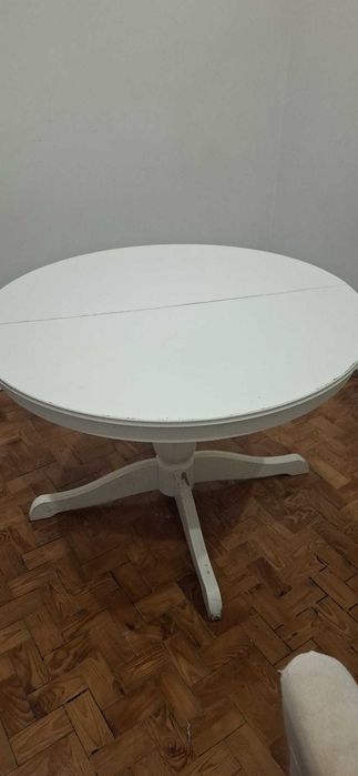 Mesa IKEA INGATORP redonda extensível branca 110/155 cm