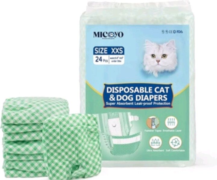 MICOOYO Jednorazowe pieluchy dla szczeniąt i kotów - XXS, 24 sztuki