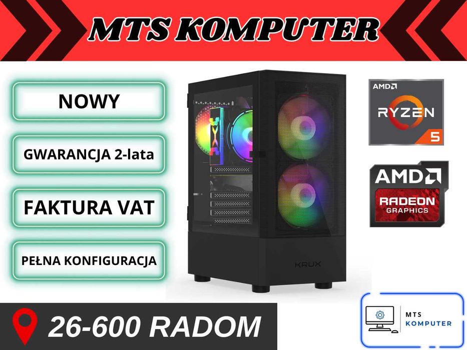 Komputer Gamingowy | Ryzen 5600 | RX 7600 | 16GB DDR4 | 500GB | NOWY