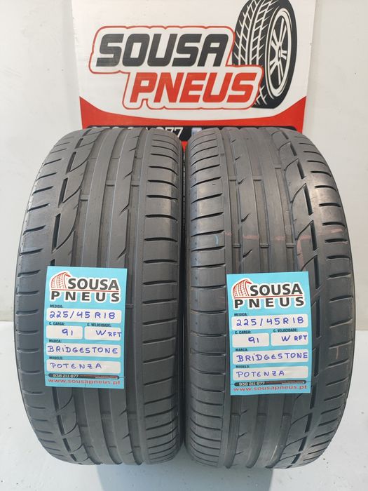 2 pneus semi novos 225-45R18 Bridgestone RFT - Oferta dos Portes