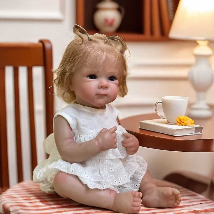 WYPRZEDAŻ ! Urocza Śpiąca Lalka Typ Reborn Z Pięknymi Złotymi Włosami