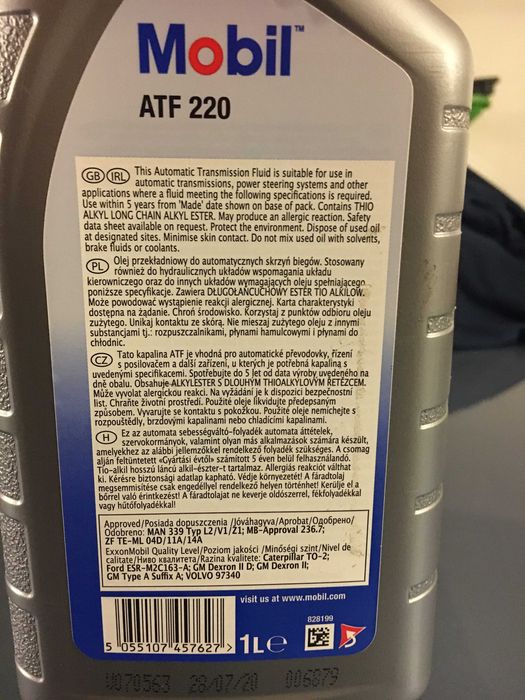 Óleo caixa automática / direcção MOBIL ATF 220