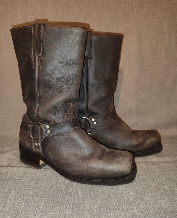 Primeboots brązowe skórzane męskie buty kozaki biker 46