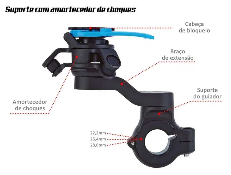 Suporte telemóvel "QUAD LOCK"  com amortecedor para moto.