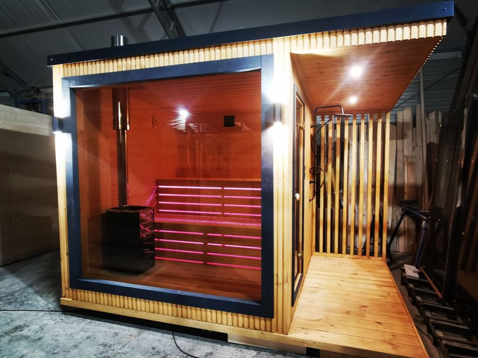 Sauna Ogrodowa 3,3m x 2,3m Prysznic  Piec na drewno Gotowa od Ręki