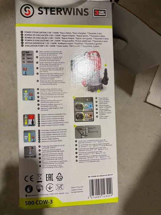 Bomba Evacuação 2 em 1 500w