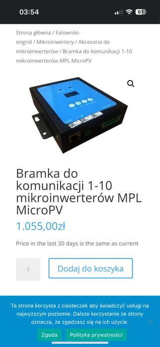 Bramka do komunikacji 1-10 mikroinwerterów MPL MicroPV