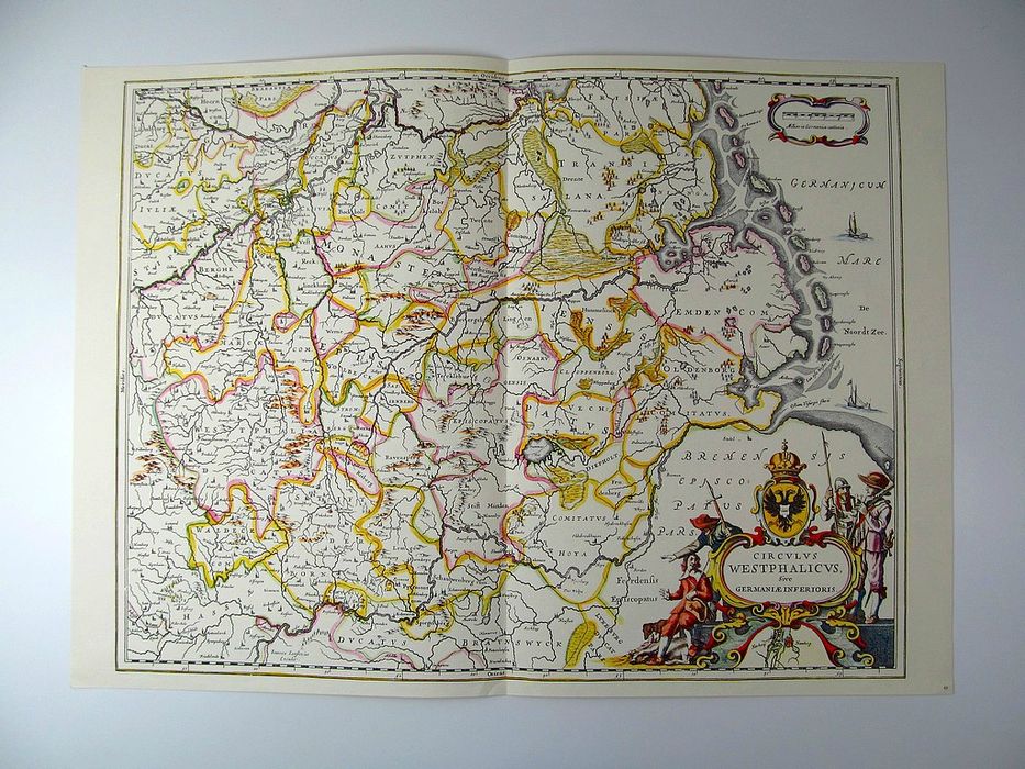 stara duża ozdobna mapa dolna saksonia 60x43