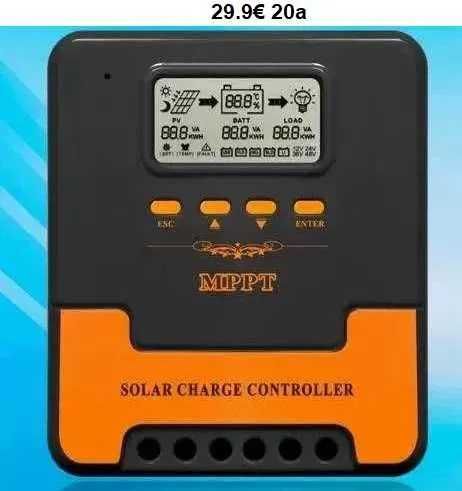ATEMPOWER Controlador De Carga Solar MPPT  12V-24V, 20A