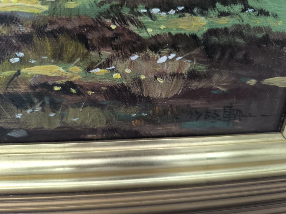 Piękny obraz olejny scena rodzajowa, sygnowany, płótno