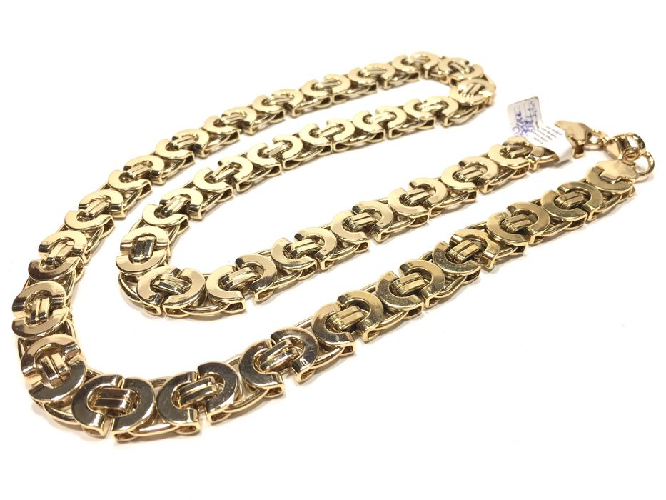 Złoty męski łańcuch splot Euro•wybita próba 585•pozłacany 14K