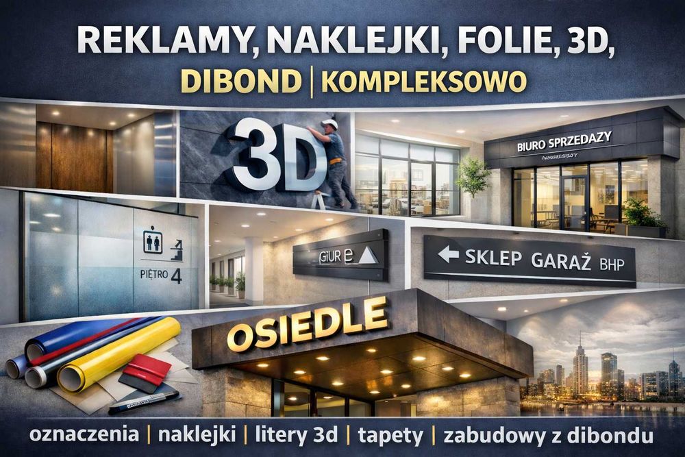 Reklamy, Naklejki ,Folie, 3d, zabudowy z dibondu | kompleksowo