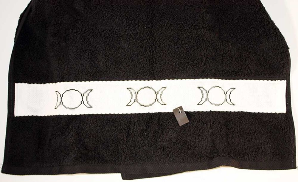 Toalha de Rosto/Mãos Bordada Preto, Nova/Única/Exclusiva