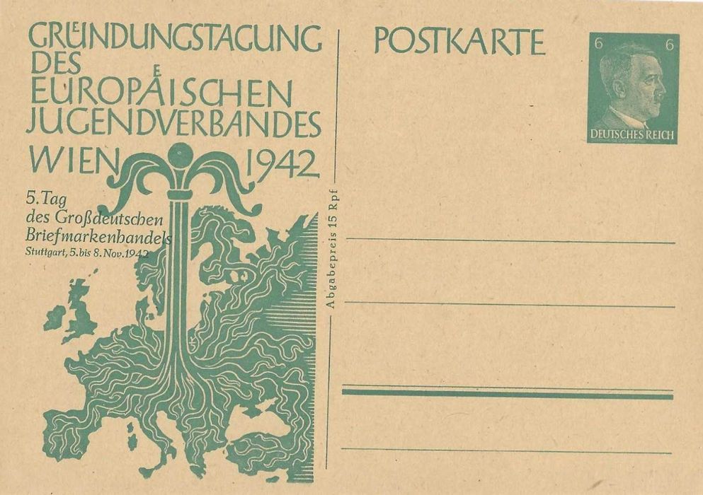 Selos Alemanha Nazi 1933/45- Postal icónico Alemanha domina toda a Europa
