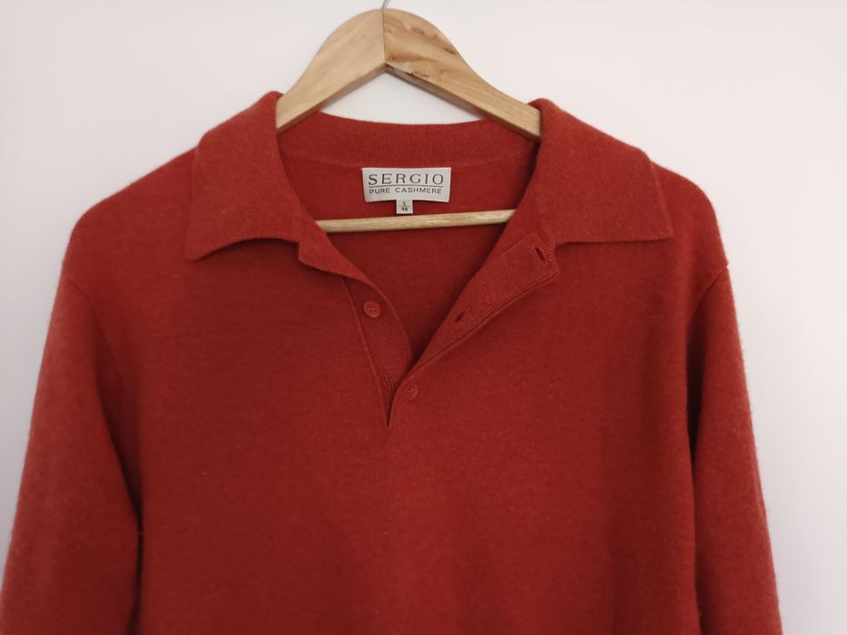 Sweter męski kaszmirowy, S/48 kolor pomidorowy, ceglasty