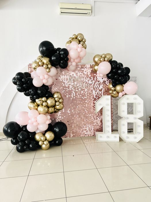 Balon balony dekoracja ścianka cekinowa