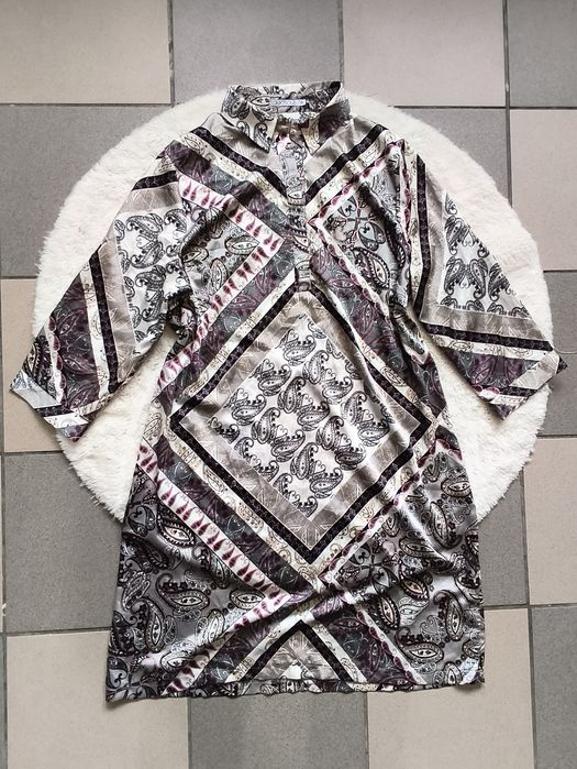 Sukienka szmizjerka za kolano krótka payisle plus size letnia