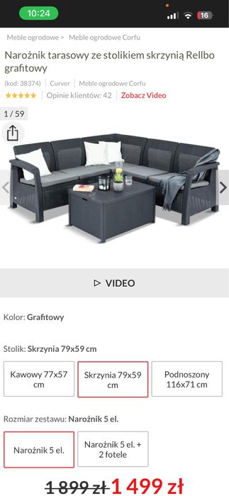 Zestaw ogrodowy naroznik