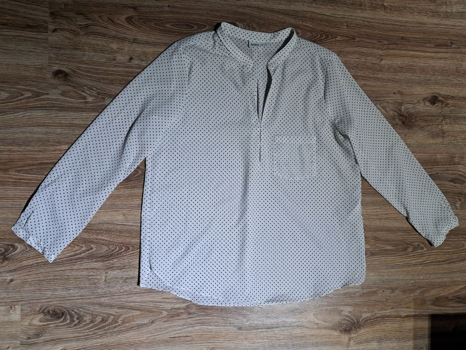 Bluzka damska XXL lekka poliester biała w drobne serduszka