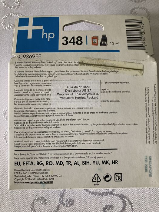 Tusz Cartridge HP 348 Photo do Drukarek Vivera HP Inks C9369EE 1szt