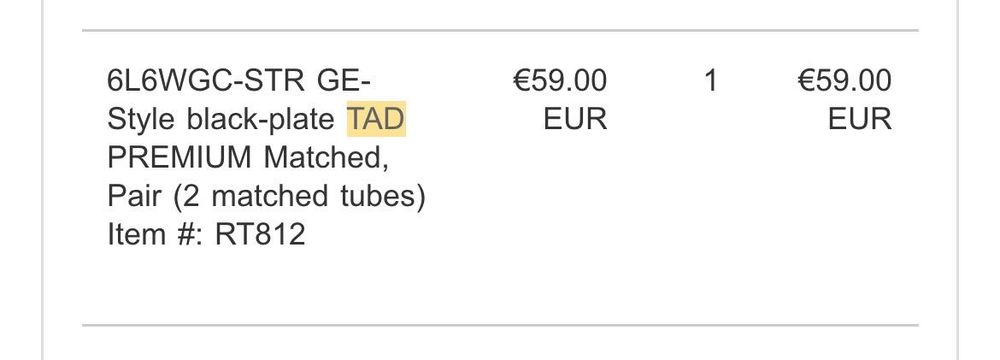 Válvulas 6L6WGC-STR par premium matched