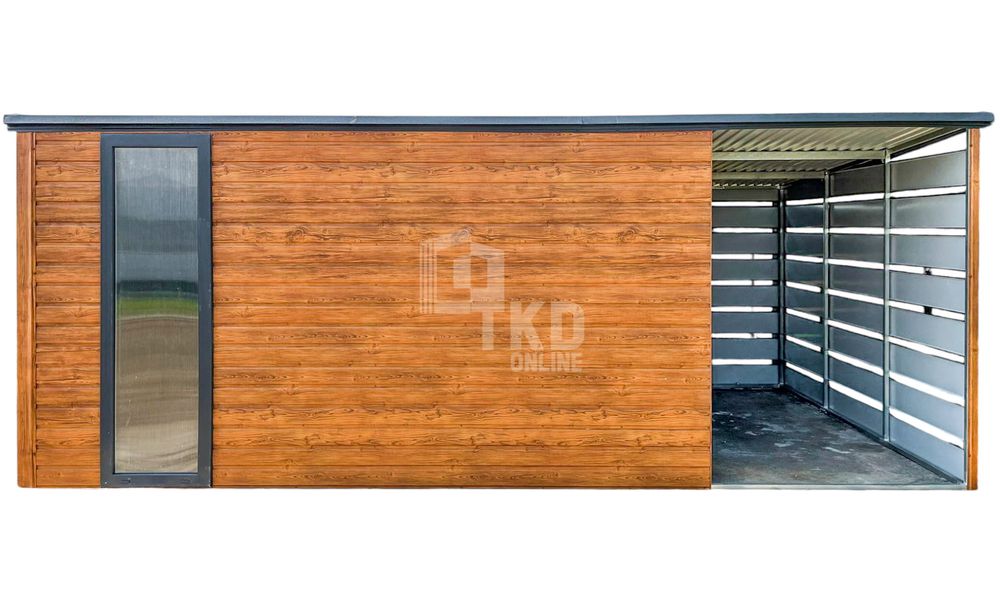 Schowek Domek Ogrodowy 4X3M + Wiata 2M Drzwi Okno Dach Tkd280