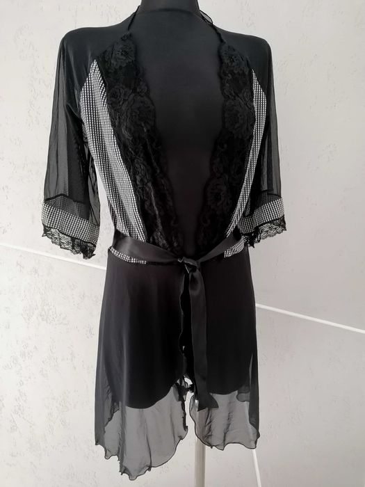 Peniuar Lupoline czarny, szlafrok