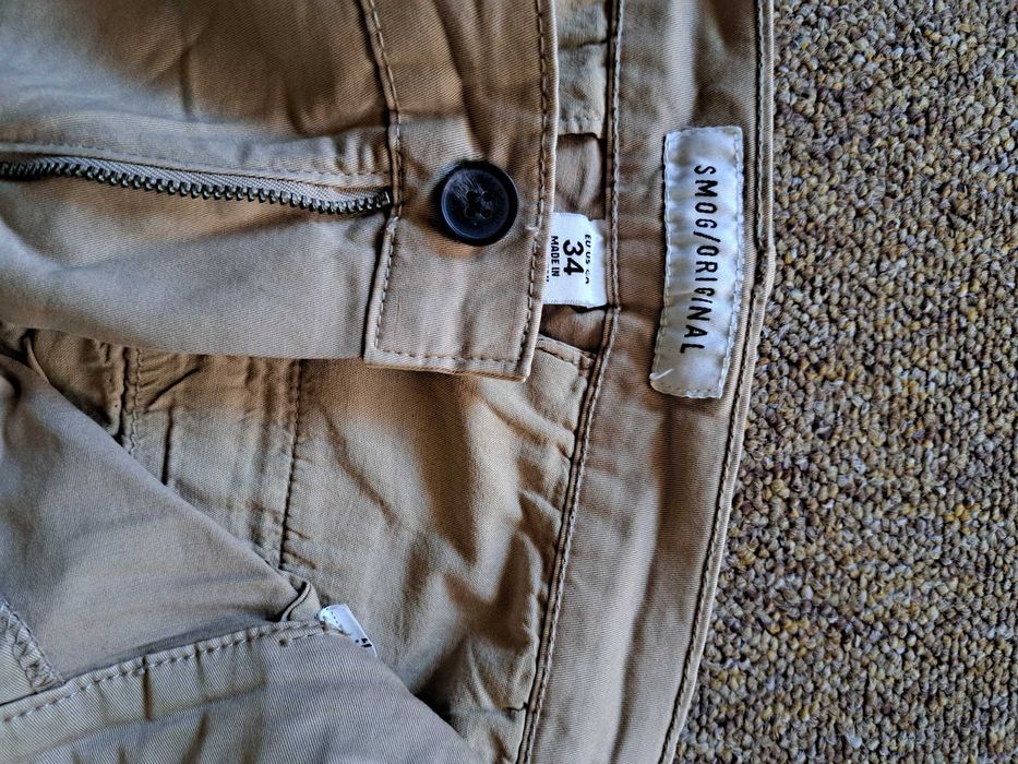 Spodnie cienki strech męskie beż 34/30 st.bdb