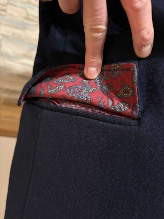 Wełniany płaszcz męski, ciemny granat, rozmiar M