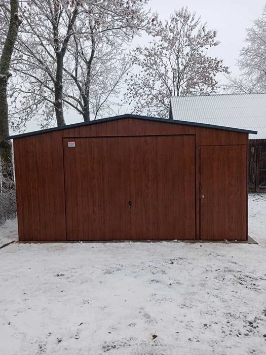 Garaż blaszany blaszak dach dwuspad 4x5 drewnopodobny PRODUCENT (174)