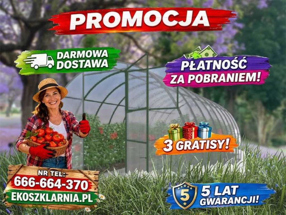 Szklarnia ogrodowa,tunel z poliwęglanu 4/6mm,3x4 3x6 2,4x4 3,5x4 40x20