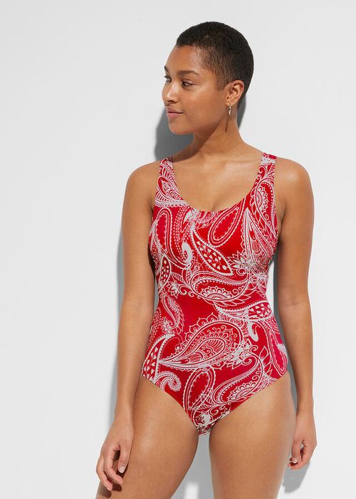 B.P.C kostium kąpielowy biało-czerwony we wzory 42.