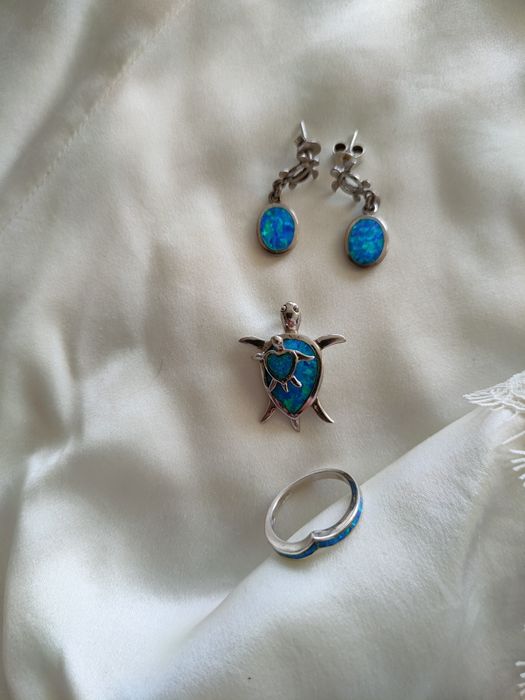 Niebieski opal srebro