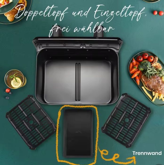 Air fryer 2x4,5 lub 9l elastyczny pojemnik