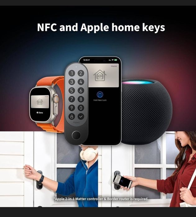 Розумний дверний замок Aqara Smart Lock U200 Matter Bluetooth 5.0 EU Global (EL-D02D) Apple HomeKit (Black)
