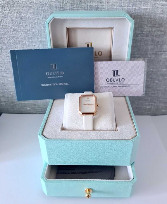 Жіночий годинник OBLVLO Paris White/Gold Sapphire нові