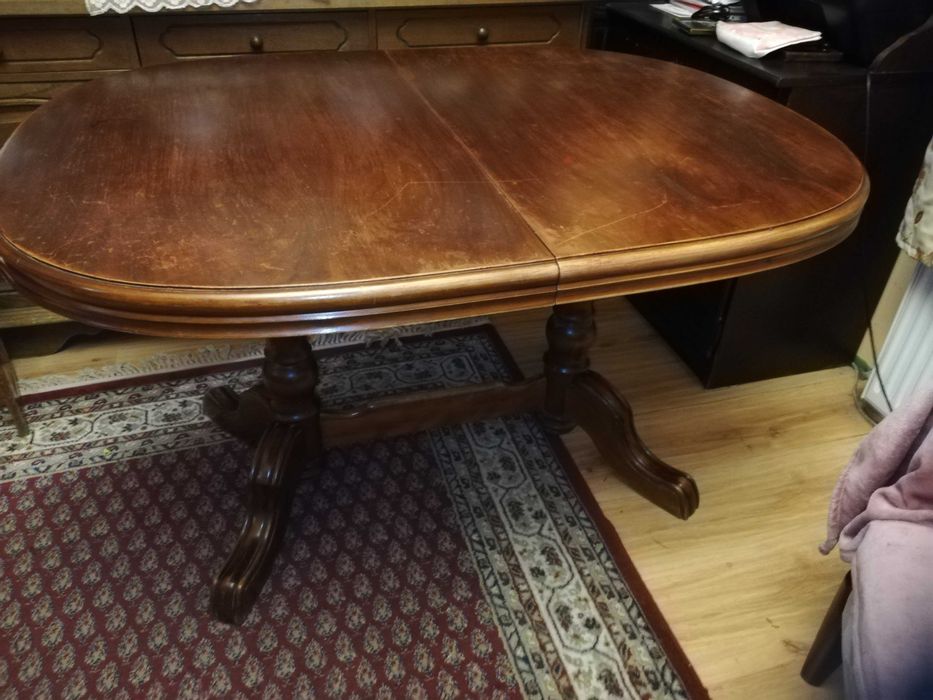 Stoł owalny debowy rozkladany 130x94x74 po rozlozeniu 170cm