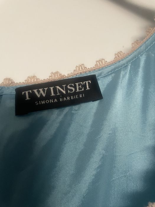 Vestido azul de renda da twinset