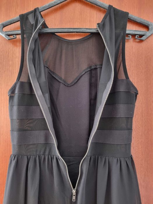 Vestido preto comprido com transparência H&M, tamanho 34 - novo