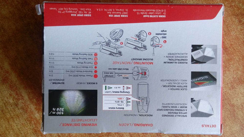 Фара Sigma Sport BUSTER 600 black (велофонарик, габарит, фонарь)