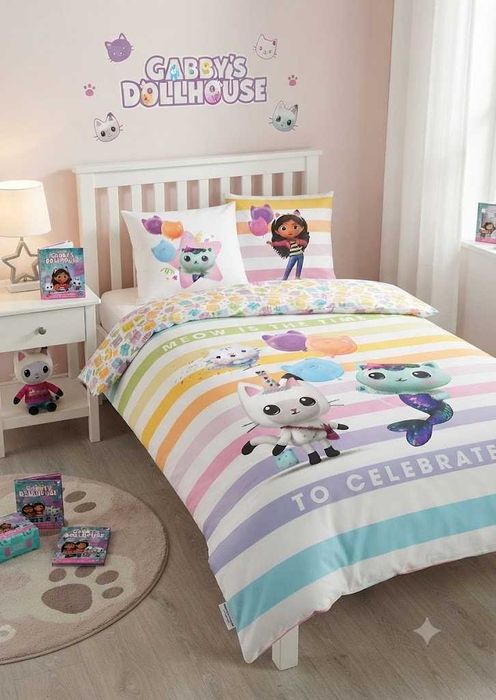 Pościel Gabby's Dollhouse 135/140x200 cm Koci Domek Gabci Bawełna + Poszewka