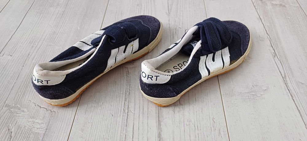 Tenisówki Chłopięce Sport 30 Trampki Rzepy Granatowe Nowe Wysyłka